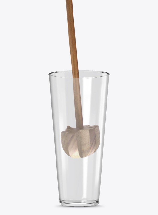 PTR Wooden Whisk & Beater | Handcrafted Mathani, Lassi & Curd Churner | Compact & Glass-Friendly | Anti-Bacterial | Termite-Resistant | Eco-Safe | Made in India | Smooth Glass Rai Finish (24 CM) - Image 1